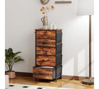 (Brown) HOMCOM Fabric Chest of Drawers, 5 Drawer Dresser for Bedroom