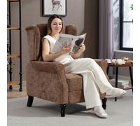 (Brown) HOMCOM Manual Reclining Armchair Recliner with Footrest Dark