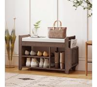 (Brown) HOMCOM Shoe Bench Cushioned Seat 100 cm