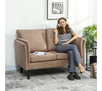 HOMCOM Small Sofa, Loveseat Sofa for Bedroom, Home Office, Light Brown - 1 - 2 seater - Light Brown