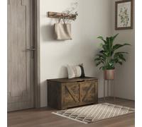 HOMCOM 100L Storage Chest, Storage Trunk with 2 Safety Hinges and U-shaped Cut-out Pull, Organiser Box for Living Room, Entryway, 80 x 40 x 45 cm, Rustic Brown