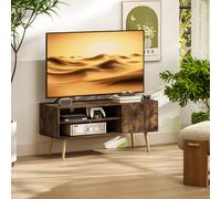 HOMCOM TV Unit Cabinet for TVs up to 55Inches with Cupboard Shelves - Brown | TJ Hughes