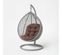HOMESCAPES Egg Chair Cushion Chocolate Brown, Thick & Plush Hanging Basket Swing Chair Cushion 100% Cotton Cover for Canopy Swings, Hammock, Garden Patio Indoor Outdoor, Breathable, Round 80 x 120cm