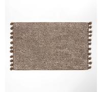Tufted Bath Mat 100% Cotton with Pom Pom Edges Homescapes Brown One Size