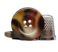 Brown Horn Imitation Buttons, 25 Units, Size 25 mm - Buttons for Jackets and Coats - Sewing Accesory - Made and Shipped from Spain