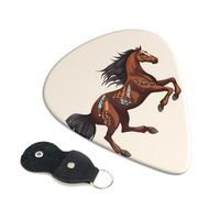 Brown Horse 6 Pack Guitar Picks With Holder, Personalized Guitar Plectrums Non-Slip Portable Ukulele Bass Picks 0.46mm For Acoustic Guitar Lovers Gifts