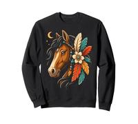 Brown Horse Boho Floral Feather Moon Spirit Beautiful Women Sweatshirt