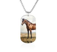 Brown Horse Funny Memorial Necklace Lightweight Printed Photo Necklaces Metal Tag Pendant