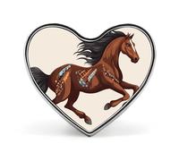 Brown Horse Heart Shape Lapel Pin Personalized Pinback Button Badges Retro Punk Button Pin Kawaii Heart Badges for Men Women Clothes Bags Hats & Gift