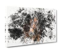 Brown Horse In The Shadows Watercolour Canvas Print | Gallery Wrapped 30mm Frame Wall Art | 30x20 inches | Ready to Hang | Modern Animals Picture | Living Room Bedroom Lounge Office