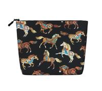 Brown Horse Multi Functional Single-Layer Linen Makeup Bag - Fashionable and Practical Cosmetic Storage Bag