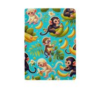 Brown Horse On Ground Passport Holder For Men, Monkey Bananas On Blue