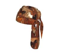 Brown Horse Print Skull Headwrap Under Helmet Cycling Cap Lightweight Quick Dry Adult Gift One Size