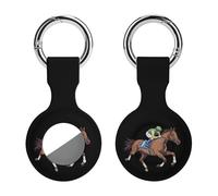 Brown Horse Racing Compatible with Airtag Locator Silicone Protective Case with Keychain 1PCS