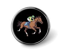Brown Horse Racing Round Badge Pin Metal Memorial Brooch Button Lapel Pins for Backpack Wedding