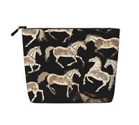 Brown Horse Single Layer Linen Like Makeup Bag, Lightweight and Cute, Easy to Use
