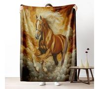Brown Horse Throw Blanket for Couch, Galloping Horse Flannel Blanket 50"x60" Lightweight, Western Farmhouse Animal Blanket for Bed, Warm Soft Cozy Washable Bedding for All Season