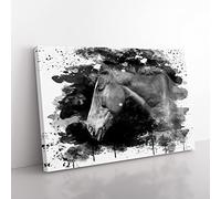 Brown Horse Vol.2 V4 Modern Canvas Wall Art Print Ready to Hang, Framed Picture for Living Room Bedroom Home Office Décor, 60x40 cm (24x16 Inch)