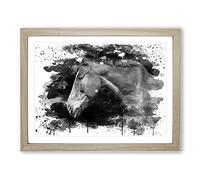 Brown Horse Vol.2 V4 Modern Framed Wall Art Print, Ready to Hang Picture for Living Room Bedroom Home Office Décor, Oak A3 (46 x 34 cm)