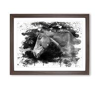 Brown Horse Vol.2 V4 Modern Framed Wall Art Print, Ready to Hang Picture for Living Room Bedroom Home Office Décor, Walnut A4 (34 x 25 cm)