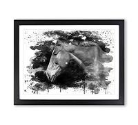 Brown Horse Vol.2 V4 Modern Framed Wall Art Print, Ready to Hang Picture for Living Room Bedroom Home Office Décor, Black A2 (64 x 46 cm)
