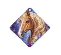 Brown Horse with Long Blonde Mane Cute Car Air Fresheners Long Lasting Scent Car Mirror Hanging Scented Cards Tablets Rhombus