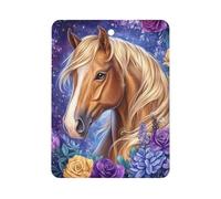 Brown Horse with Long Blonde Mane Cute Car Air Fresheners Long Lasting Scent Car Mirror Hanging Scented Cards Tablets Square