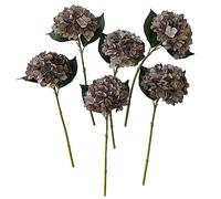Brown Hydrangea Artificial Flowers,6 Pcs Faux Hydrangea Flowers,Artificial Hydrangeas Flowers with Stems,Fake Hydrangeas,Silk Hydrangeas Flowers with Stems for Home Decor (6, Coffee)