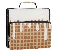 Brown Ice Cream Plaid Checked 1.5 Inch 3 Rings Organizer Binder with Handle Waterproof Portfolio Binder for School Bolsa de almacenamiento de archivos