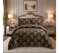 Brown jacquard quilted bedspread double size 3 piece soft bedding luxury coffee tone embossed cover