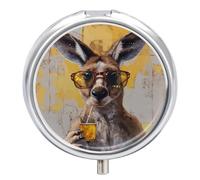 Brown Kangaroo Pill Case Box with 3 Compartment Medicine Vitamin Organizer for Purse Pocket 5x5cm