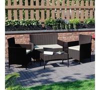 (Brown) Kendal 4 Seater Rattan Garden Set Bench Chair UKFR