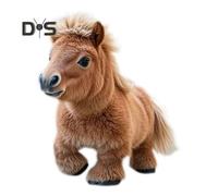 (brown) Kids Electronic Plush Pony Toy Walking Interactive Horse Plushie Toy Toddlers Boys Girls Educational Simulation Animal Toy