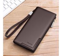 (brown) King Paul Men's Genuine Cowhide Long Wallet With Large Capacity And Multi-card Slots, Anti-theft Design