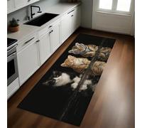 Brown Kitchen Mat Tiger kitten Non-Slip Washable Standing Mat 40 x 120 cm Carpet Runner for Kitchen Laundry Home Office