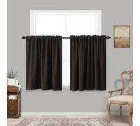 Brown Kitchen Window Curtains Blackout Rod Pocket Short Tier Curtains Small Chocolate Coffee Curtains for Bathroom Small Window 30 Inch Length