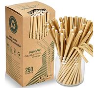 Brown Kraft Bendy Paper Straws, 7.75" x 0.24", 250 Ct. - Eco Friendly Disposable Drinking Straws