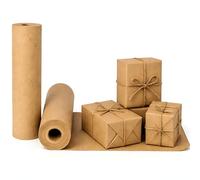Brown Kraft Paper Roll 500mm x 20m - 3 Roll - Multipurpose Wrapping and Packing Paper for Gifts, Parcels and Crafts - Rustic Uncoated Paper Roll for Home, Office and School Use