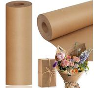 Brown Kraft Paper Roll Gift Wrapping Papers Roll DIY Bouquet/Flower Packing Papers Arts Craft Paper for Gift Wrapping, Art & Crafts, Bulletin Boards, Packing and Floor Covering (15" x32.8')