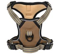 vidaXL Dog Harness with Reflective Stripes - Adjustable No Pull Pet Vest Brown L - Neck Girth 46-66 cm, Chest Girth 43-86 cm