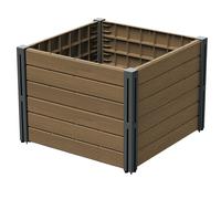 (Brown, L61.8cm x W61.8cm x H46cm) Raised Plant Bed Box Garden Vegetable Grow Bedding Plastic Decorative Modular