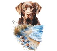 Brown Labrador by the Sea: College Ruled Notebook with a Peaceful Ocean Dog Cover: 6 x 9 Inch Lined Journal for Labrador Lovers, Beach Days, Notes, Lists and Everyday Writing