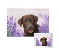 Brown Labrador Lavender Dogs Retriever,1000 Pieces Wooden Jigsaw Family Game Jigsaw Puzzles for Adults Teens Home Decor