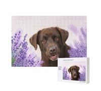 Brown Labrador Lavender Dogs Retriever,300 Pieces Wooden Jigsaw Family Game Jigsaw Puzzles for Adults Teens Home Decor