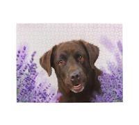 Brown Labrador Lavender Dogs Retriever,500 Pieces Puzzles for Adults-Wooden Jigsaw Puzzle for Adults Elderly