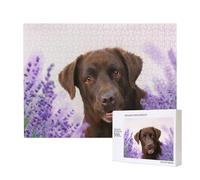 Brown Labrador Lavender Dogs Retriever,500 Pieces Wooden Jigsaw Family Game Jigsaw Puzzles for Adults Teens Home Decor