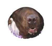 Brown Labrador Lavender Dogs Retriever Double Layer Elastic Waterproof Shower Cap Reusable Bath Cap