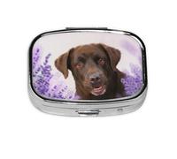 Brown Labrador Lavender Dogs Retriever,Meta Pill Box 2 Compartment Medicine Case,Portable Organizer