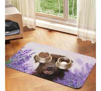 Brown Labrador Lavender Dogs Retriever,Waterproof Pet Feeding Mat,PU Leather Placemats for Cat Dog Water Bowl,Food Mats,30x45cm