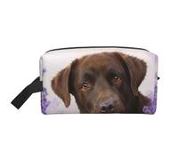 Brown Labrador Lavender Dogs RetrieverMakeup Trave Bag for Women,Cosmetic Large Capacity Organizer
